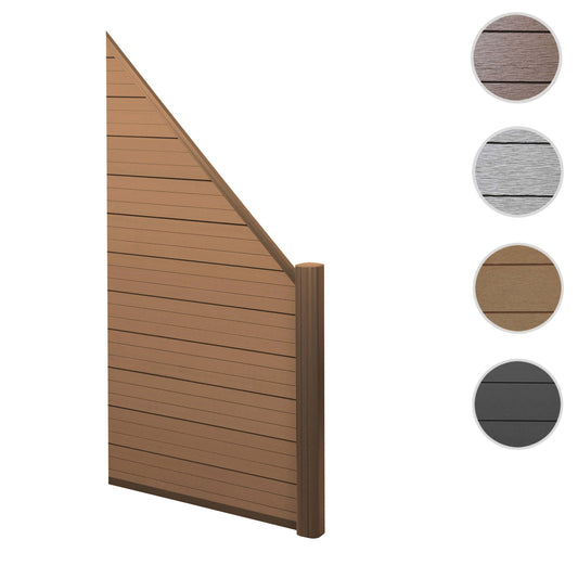 Cosmo Casa - Privacyscherm - Schuin rechts - Aluminium & WPC - Teak - 0,95 m