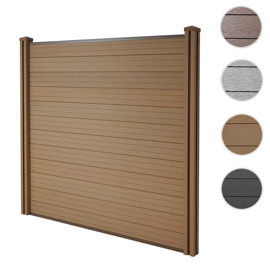 Cosmo Casa - Privacyscherm Sarthe - Windscherm met paal - WPC - Teak - Basiselement 1,95 m