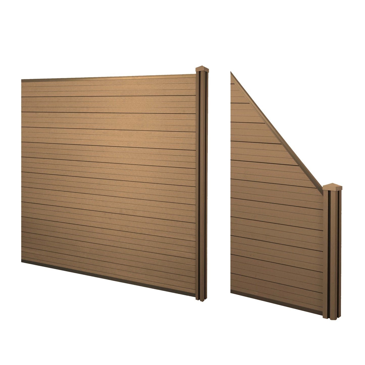 Cosmo Casa - Privacyscherm - Set 2 schuin - WPC & Aluminium - Teak - 2,91 m