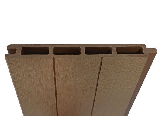 Cosmo Casa - Privacyscherm - Set 2 schuin - WPC & Aluminium - Teak - 2,91 m