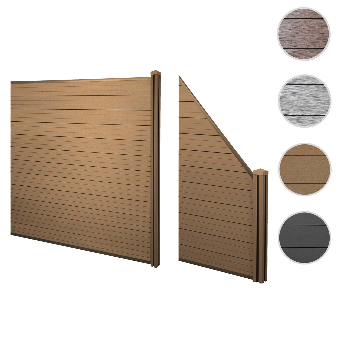 Cosmo Casa - Privacyscherm - Set 2 schuin - WPC & Aluminium - Teak - 2,91 m