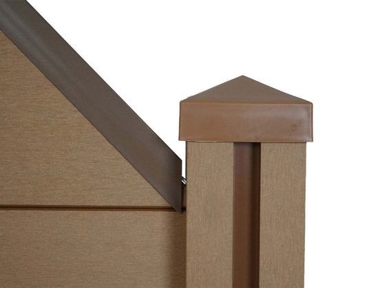 Cosmo Casa - Zichtscherm - Schuin rechts - WPC & Aluminium - Teak - 0,98 m