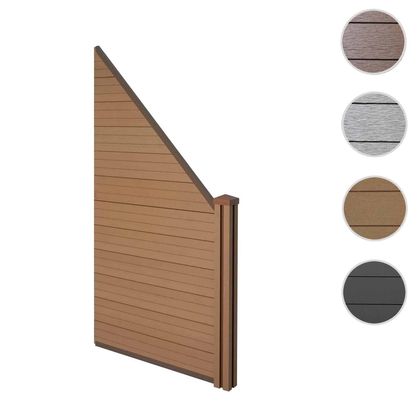 Cosmo Casa - Zichtscherm - Schuin rechts - WPC & Aluminium - Teak - 0,98 m