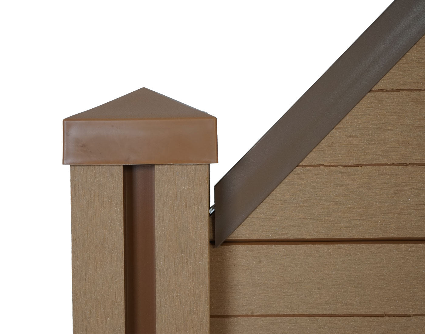 Cosmo Casa - Zichtscherm Sarthe - Windscherm met paal - WPC - Teak - Verlengelement schuin links 98 cm