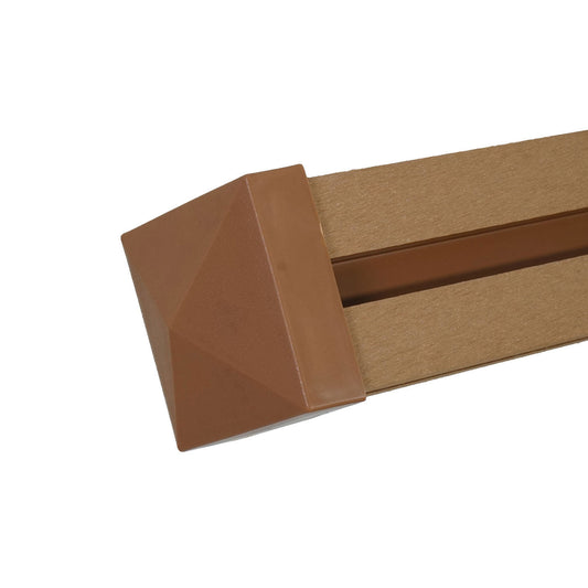 Cosmo Casa - Zichtscherm Sarthe - Windscherm met paal - WPC - Teak - Verlengelement schuin links 98 cm