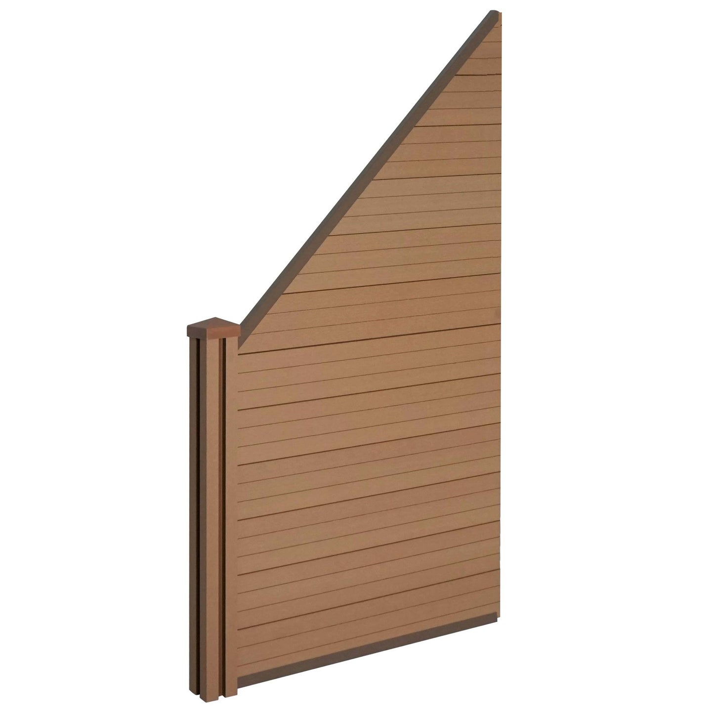 Cosmo Casa - Zichtscherm Sarthe - Windscherm met paal - WPC - Teak - Verlengelement schuin links 98 cm