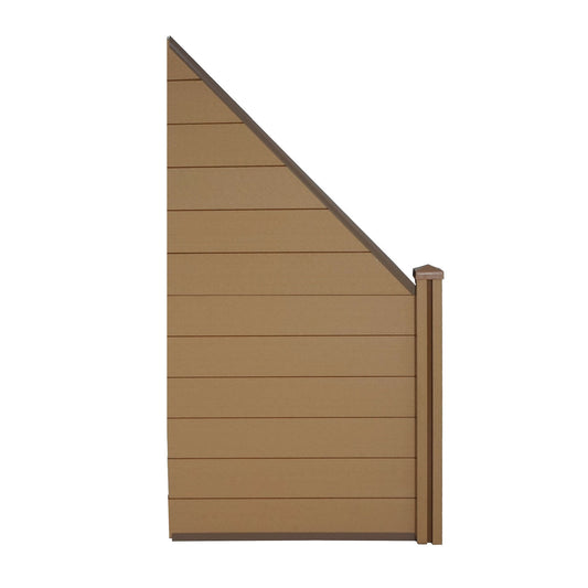 Cosmo Casa - Zichtscherm Sarthe - Windscherm met paal - WPC - Teak - Verlengelement schuin links 98 cm