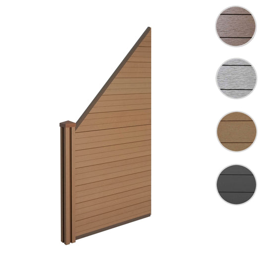 Cosmo Casa - Zichtscherm Sarthe - Windscherm met paal - WPC - Teak - Verlengelement schuin links 98 cm