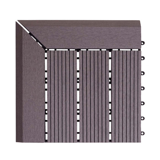 Cosmo Casa - Hoekvloertegel - Houtlook - WPC - Grijs - 30×30 cm