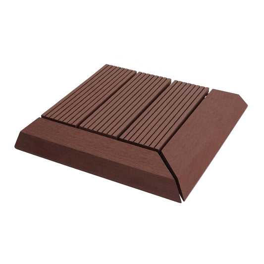 Cosmo Casa - Hoekvloertegel - Houtlook - WPC - Koffie & Lineair - 30×30 cm