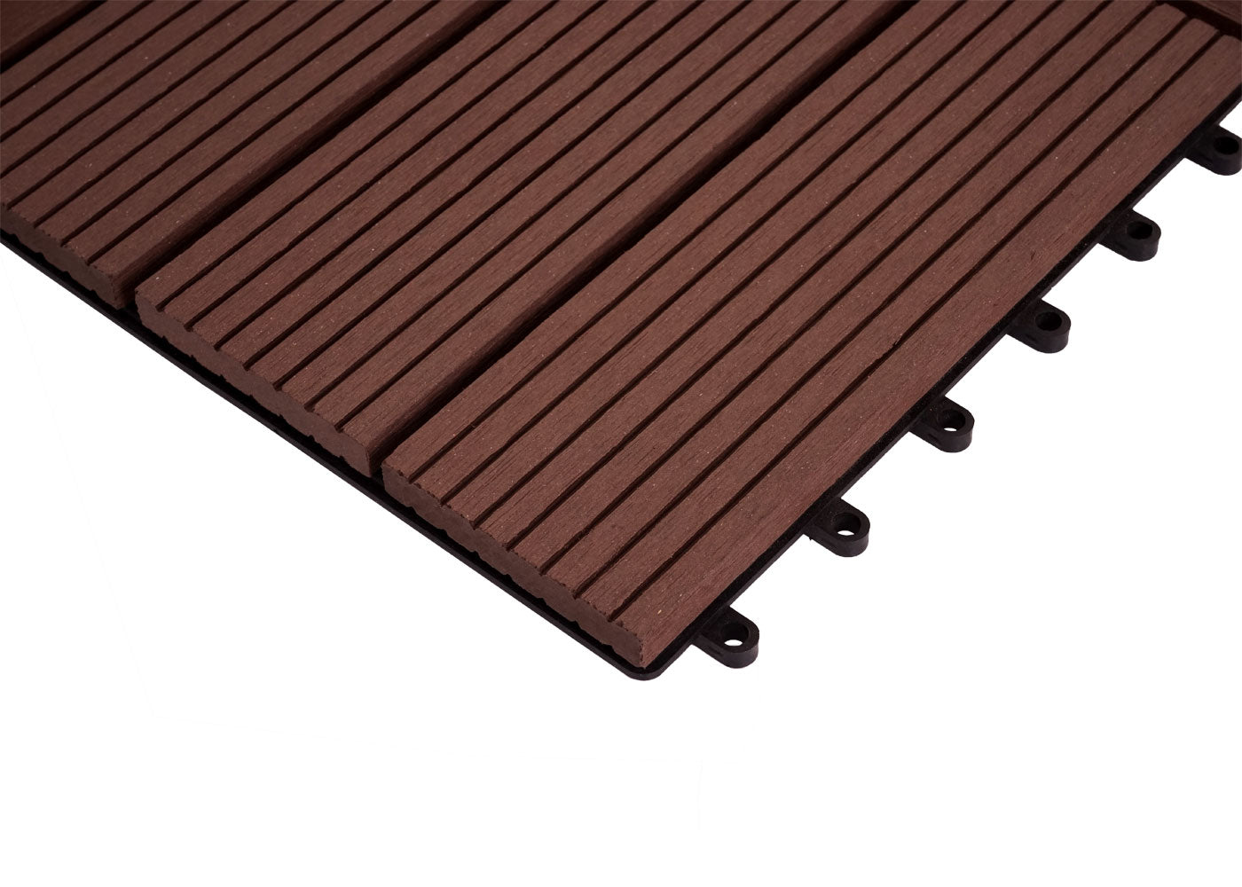 Cosmo Casa - Hoekvloertegel - Houtlook - WPC - Koffie & Lineair - 30×30 cm