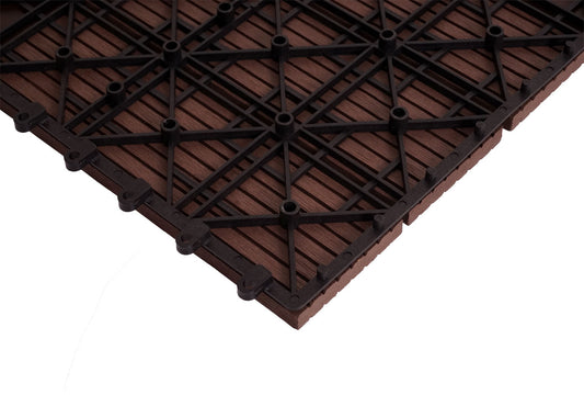 Cosmo Casa - Hoekvloertegel - Houtlook - WPC - Koffie & Lineair - 30×30 cm