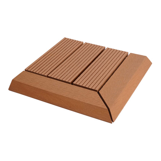 Cosmo Casa - Hoekvloertegel - Houtlook - WPC - Teak & Lineair - 30×30 cm