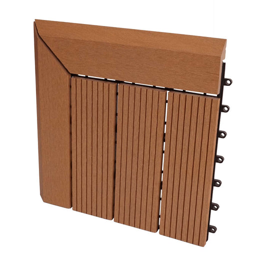 Cosmo Casa - Hoekvloertegel - Houtlook - WPC - Teak & Lineair - 30×30 cm