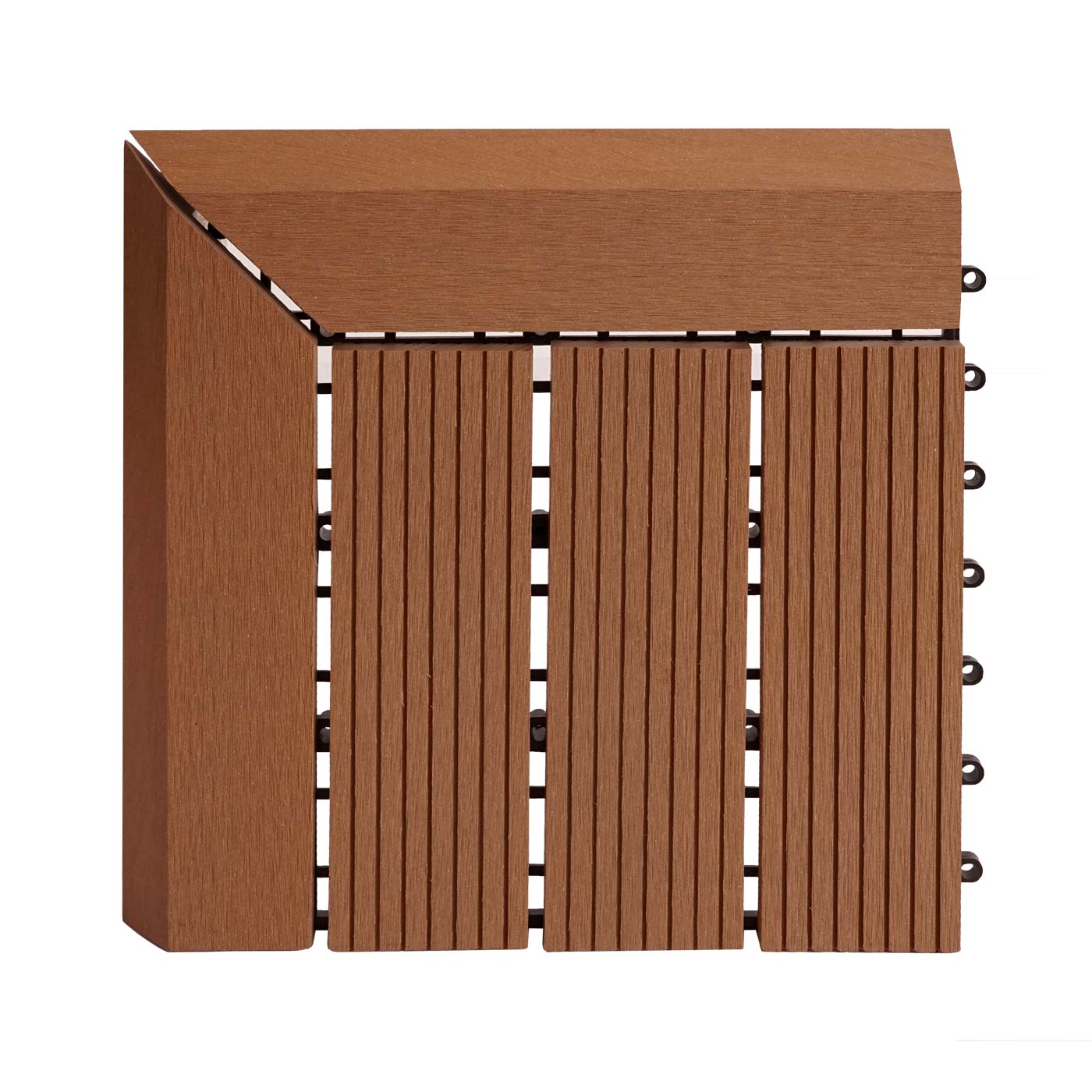 Cosmo Casa - Hoekvloertegel - Houtlook - WPC - Teak & Lineair - 30×30 cm