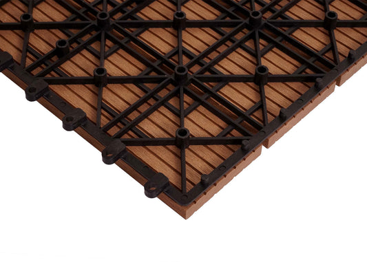 Cosmo Casa - Hoekvloertegel - Houtlook - WPC - Teak & Lineair - 30×30 cm