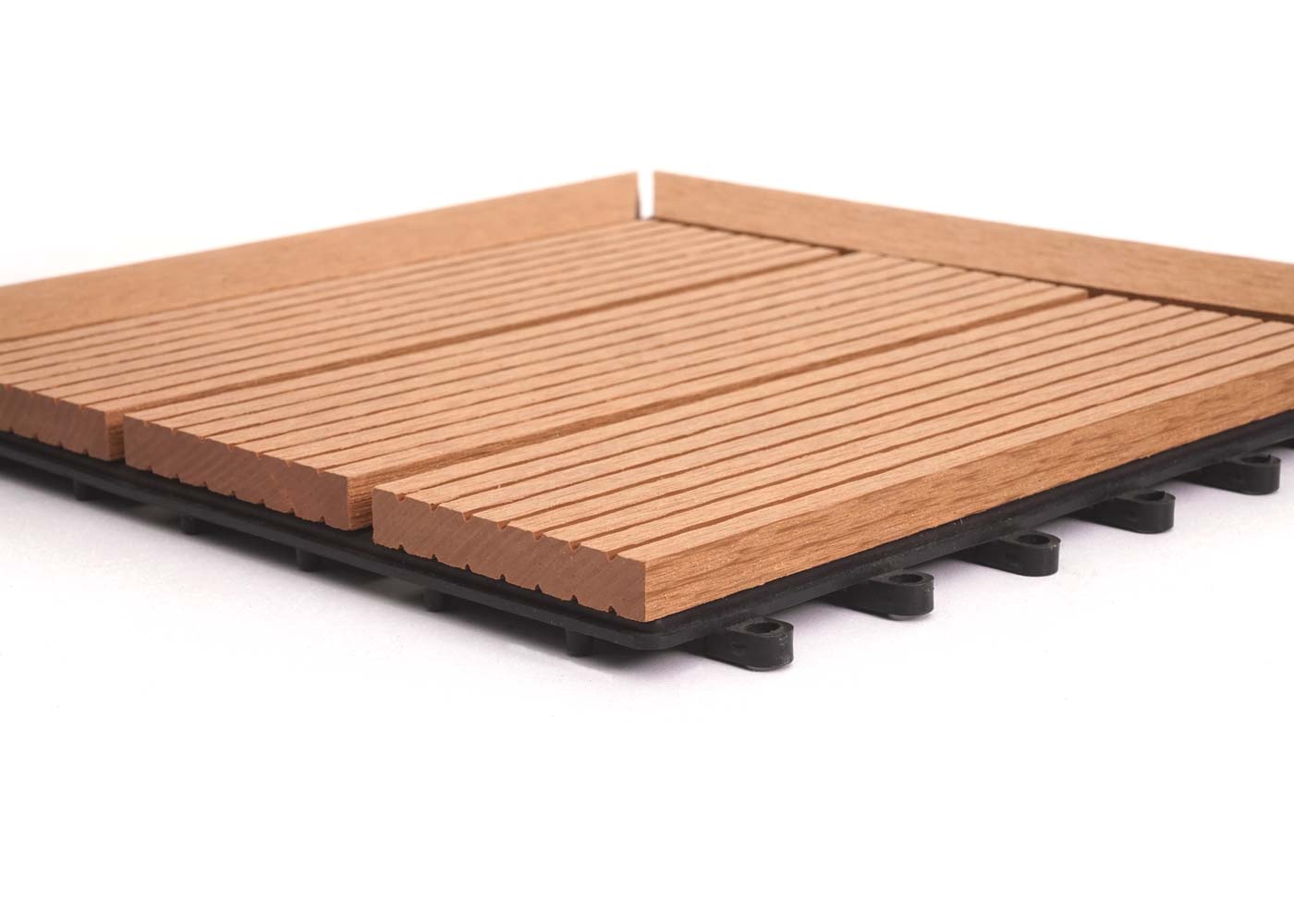 Cosmo Casa - Hoekvloertegel - Houtlook - WPC - Teak & Lineair - 30×30 cm