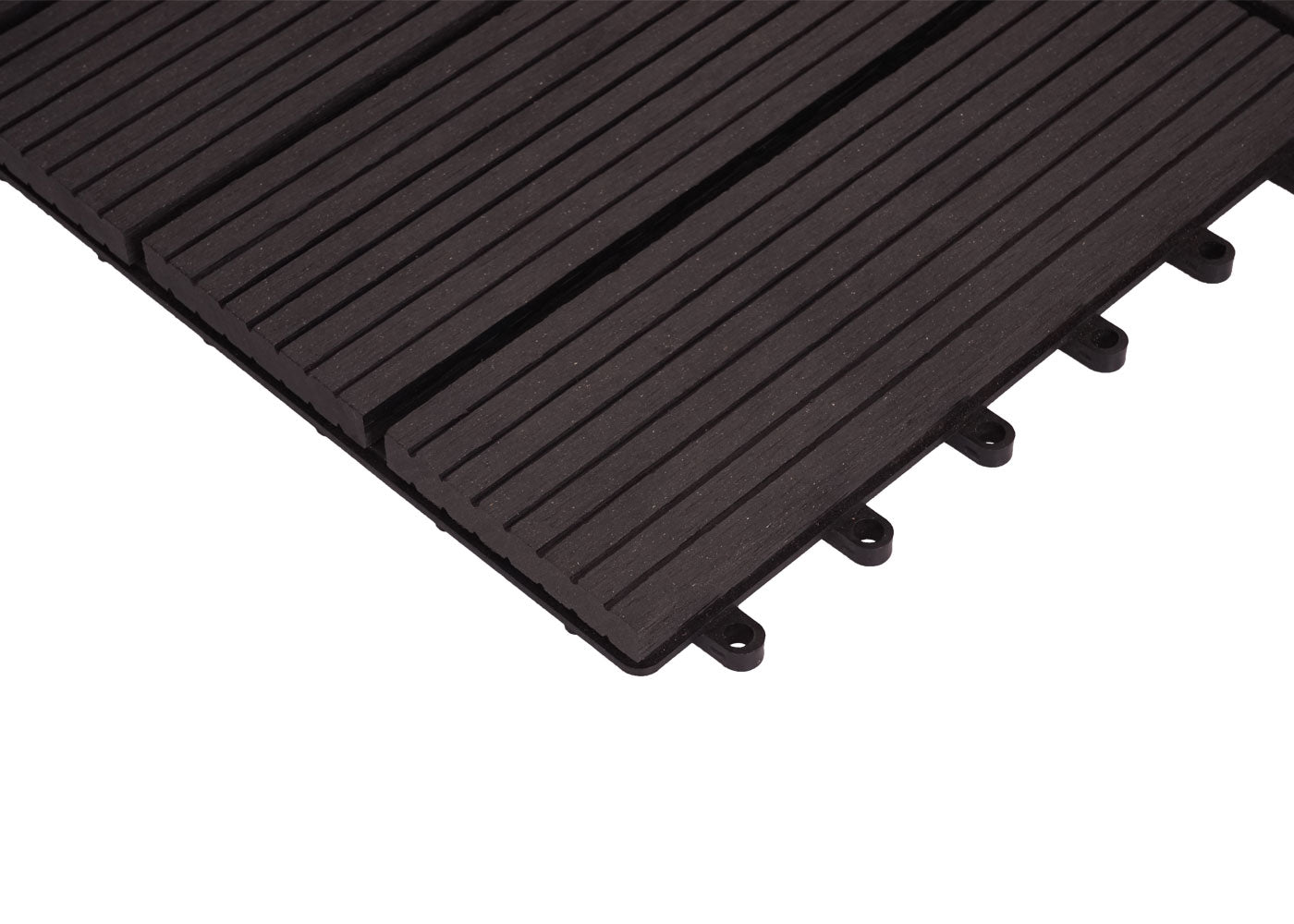 Cosmo Casa - Hoekvloertegel - Houtlook - WPC - Antraciet & Lineair - 30×30 cm