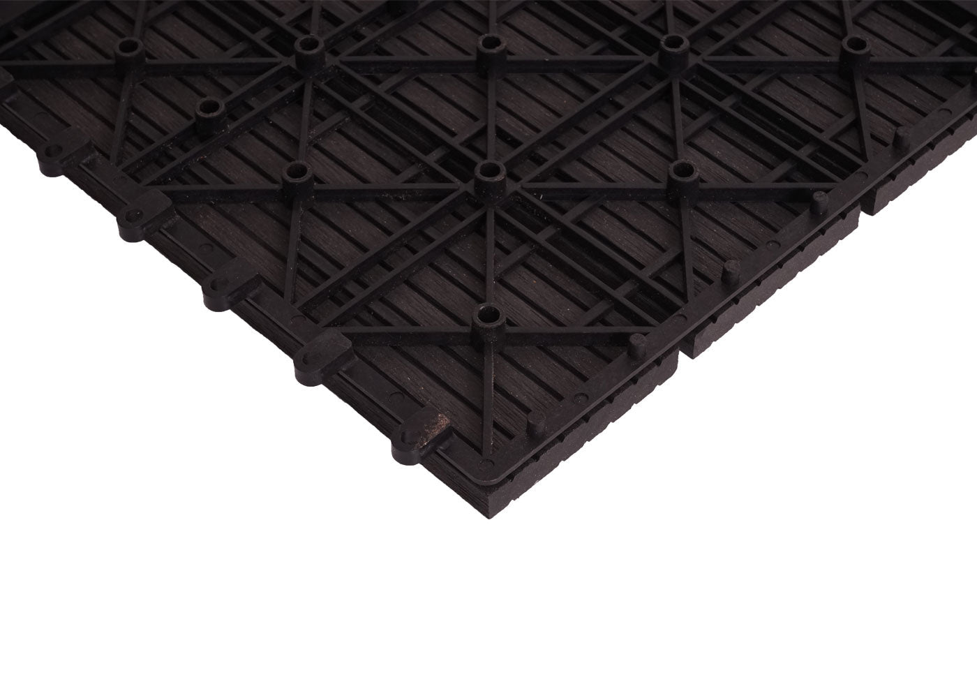 Cosmo Casa - Hoekvloertegel - Houtlook - WPC - Antraciet & Lineair - 30×30 cm