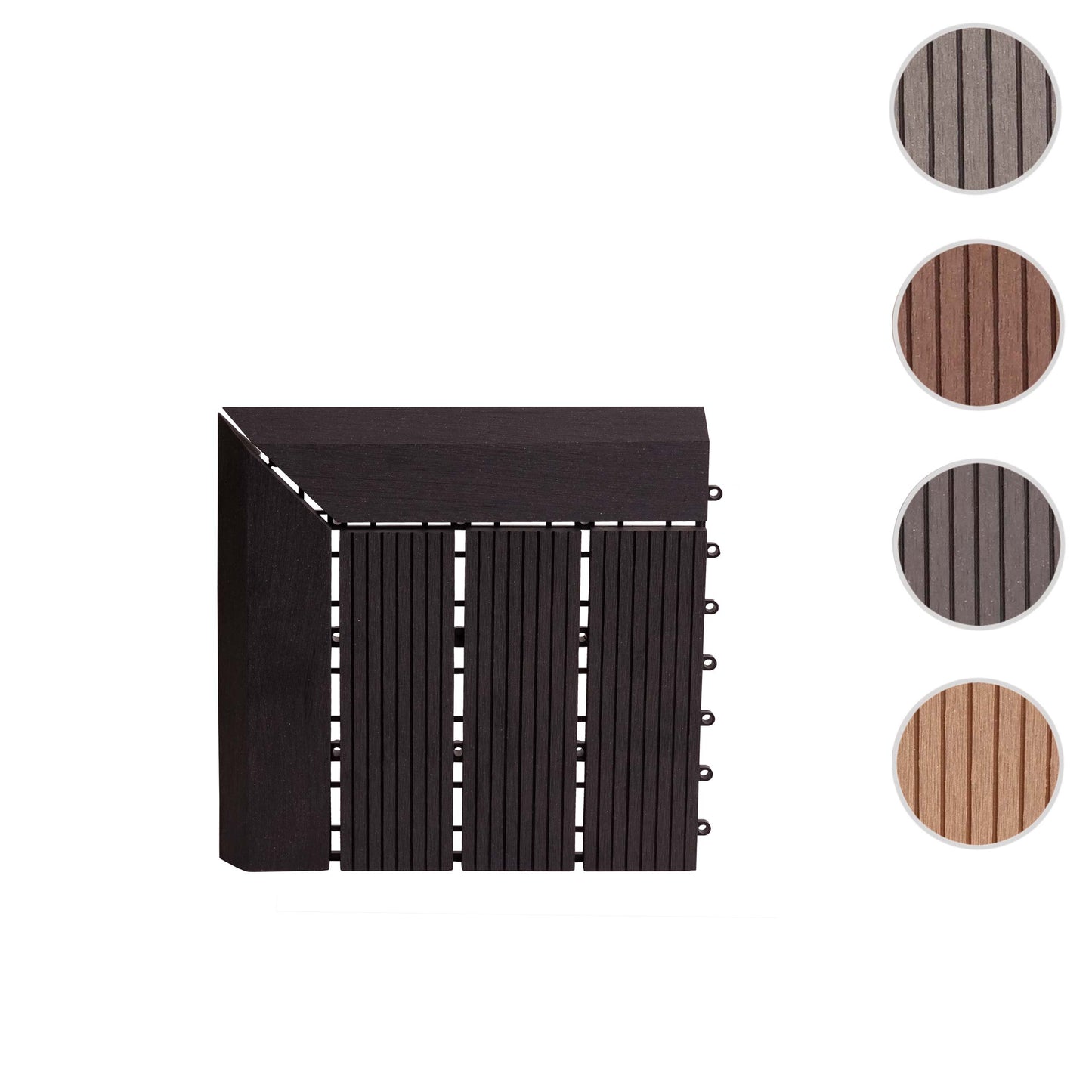 Cosmo Casa - Hoekvloertegel - Houtlook - WPC - Antraciet & Lineair - 30×30 cm