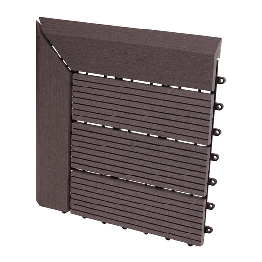 Cosmo Casa - Hoekvloertegel - Houtlook - WPC - Grijs & Lineair - 30×30 cm