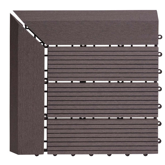 Cosmo Casa - Hoekvloertegel - Houtlook - WPC - Grijs & Lineair - 30×30 cm