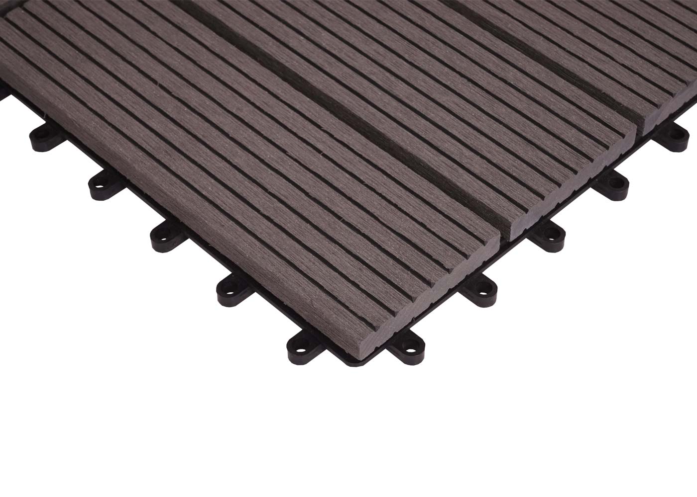 Cosmo Casa - Hoekvloertegel - Houtlook - WPC - Grijs & Lineair - 30×30 cm