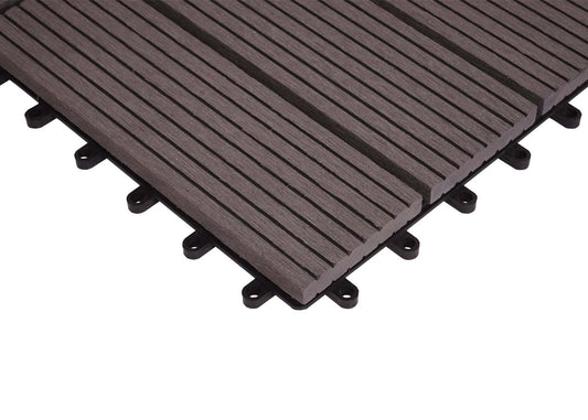 Cosmo Casa - Hoekvloertegel - Houtlook - WPC - Grijs & Lineair - 30×30 cm