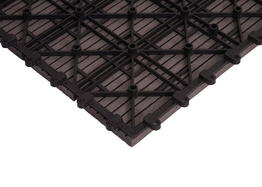 Cosmo Casa - Hoekvloertegel - Houtlook - WPC - Grijs & Lineair - 30×30 cm