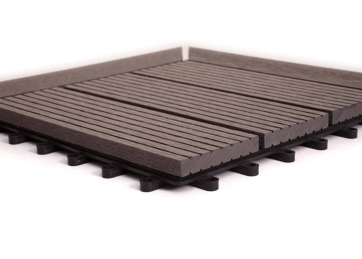 Cosmo Casa - Hoekvloertegel - Houtlook - WPC - Grijs & Lineair - 30×30 cm