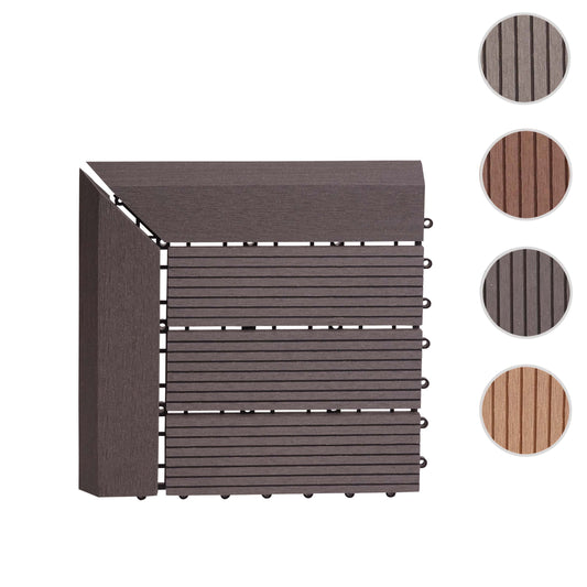 Cosmo Casa - Hoekvloertegel - Houtlook - WPC - Grijs & Lineair - 30×30 cm