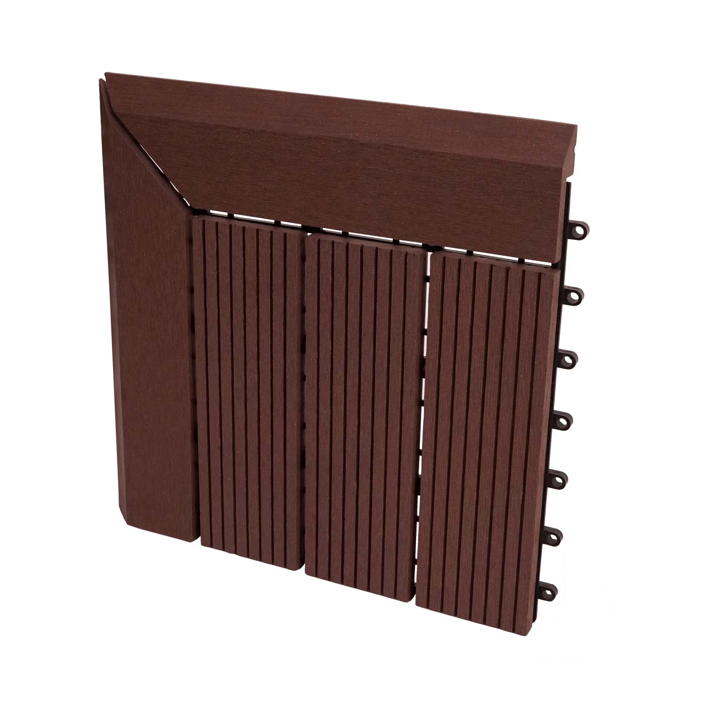 Cosmo Casa - Hoekvloertegel - Houtlook - WPC - Koffie & Lineair - 30×30 cm