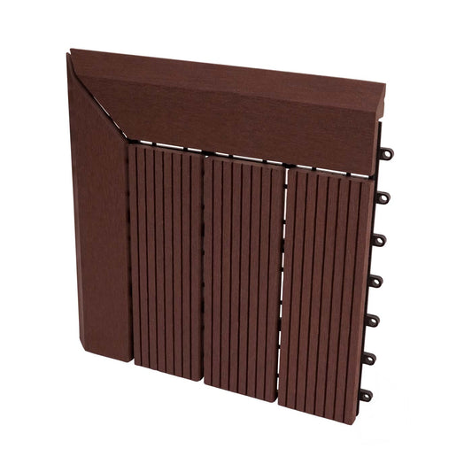 Cosmo Casa - Hoekvloertegel - Houtlook - WPC - Koffie & Lineair - 30×30 cm