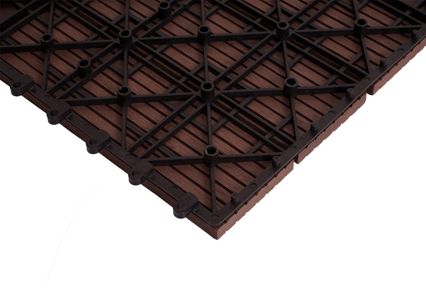 Cosmo Casa - Hoekvloertegel - Houtlook - WPC - Koffie & Lineair - 30×30 cm