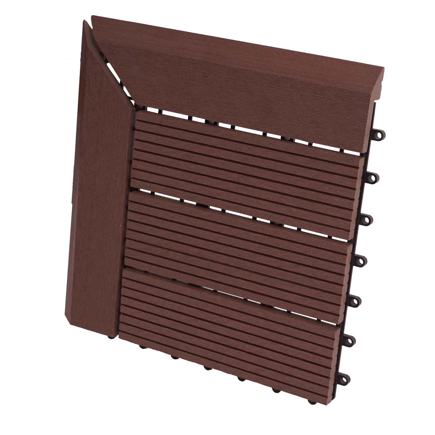 Cosmo Casa - Hoekvloertegel - Houtlook - WPC - Koffie & Lineair - 30×30 cm