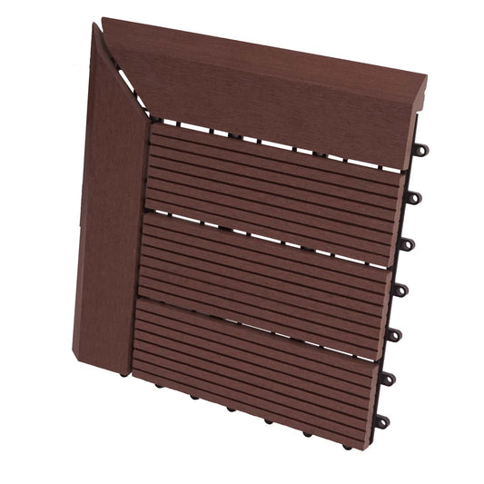 Cosmo Casa - Hoekvloertegel - Houtlook - WPC - Koffie & Lineair - 30×30 cm