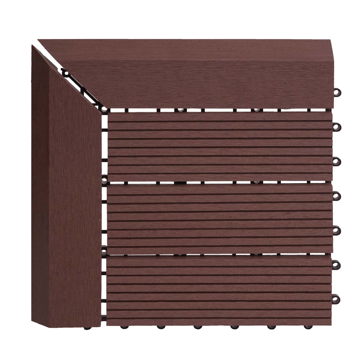 Cosmo Casa - Hoekvloertegel - Houtlook - WPC - Koffie & Lineair - 30×30 cm