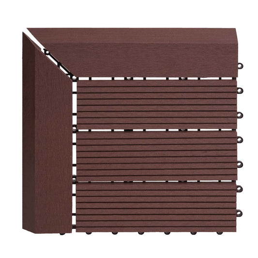 Cosmo Casa - Hoekvloertegel - Houtlook - WPC - Koffie & Lineair - 30×30 cm