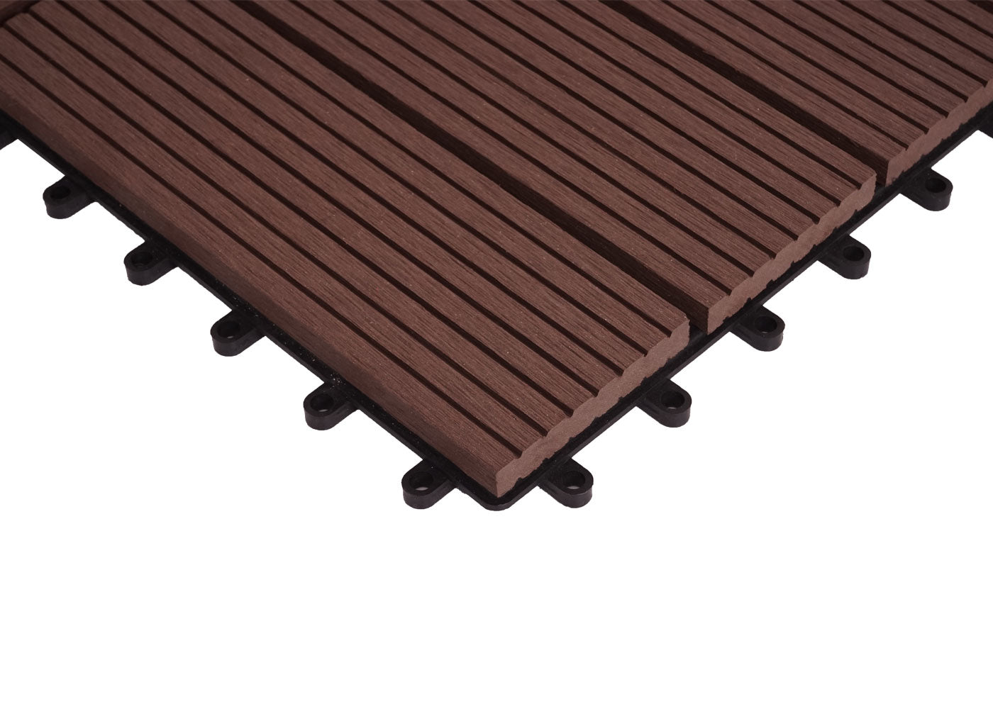 Cosmo Casa - Hoekvloertegel - Houtlook - WPC - Koffie & Lineair - 30×30 cm