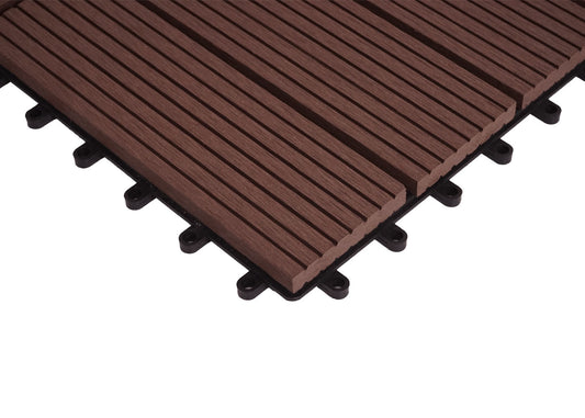 Cosmo Casa - Hoekvloertegel - Houtlook - WPC - Koffie & Lineair - 30×30 cm