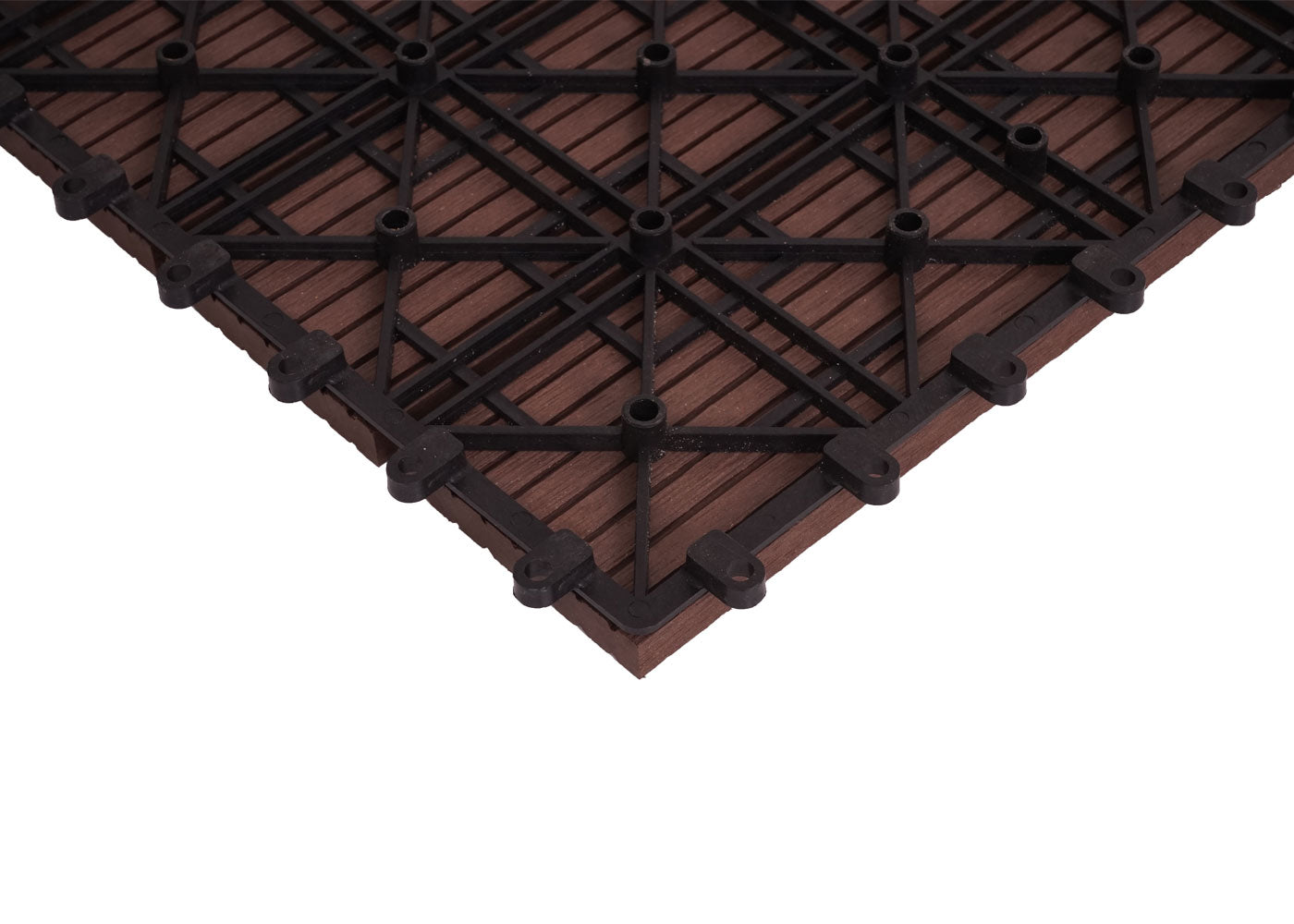 Cosmo Casa - Hoekvloertegel - Houtlook - WPC - Koffie & Lineair - 30×30 cm