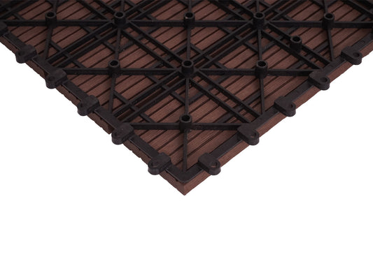 Cosmo Casa - Hoekvloertegel - Houtlook - WPC - Koffie & Lineair - 30×30 cm