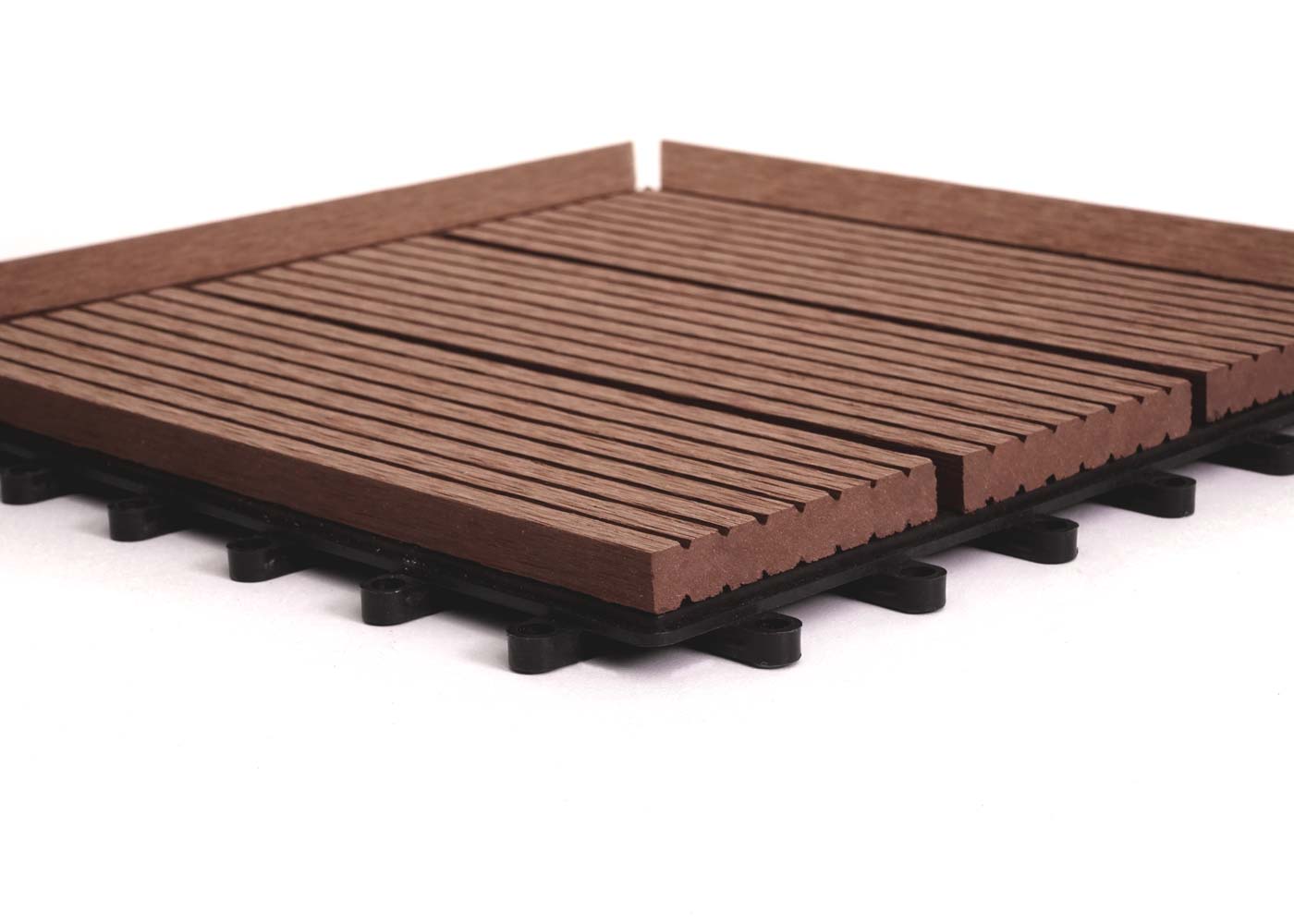 Cosmo Casa - Hoekvloertegel - Houtlook - WPC - Koffie & Lineair - 30×30 cm