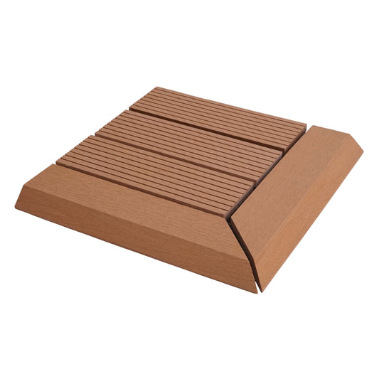Cosmo Casa - Hoekvloertegel - Houtlook - WPC - Teak & Lineair - 30×30 cm