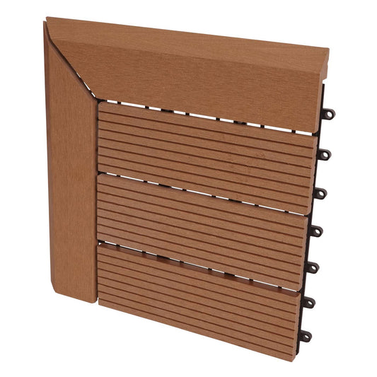 Cosmo Casa - Hoekvloertegel - Houtlook - WPC - Teak & Lineair - 30×30 cm