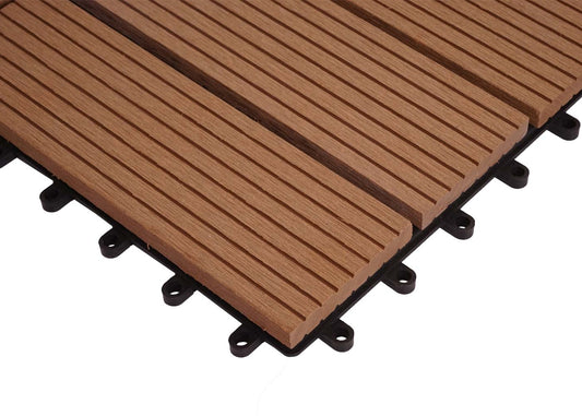 Cosmo Casa - Hoekvloertegel - Houtlook - WPC - Teak & Lineair - 30×30 cm