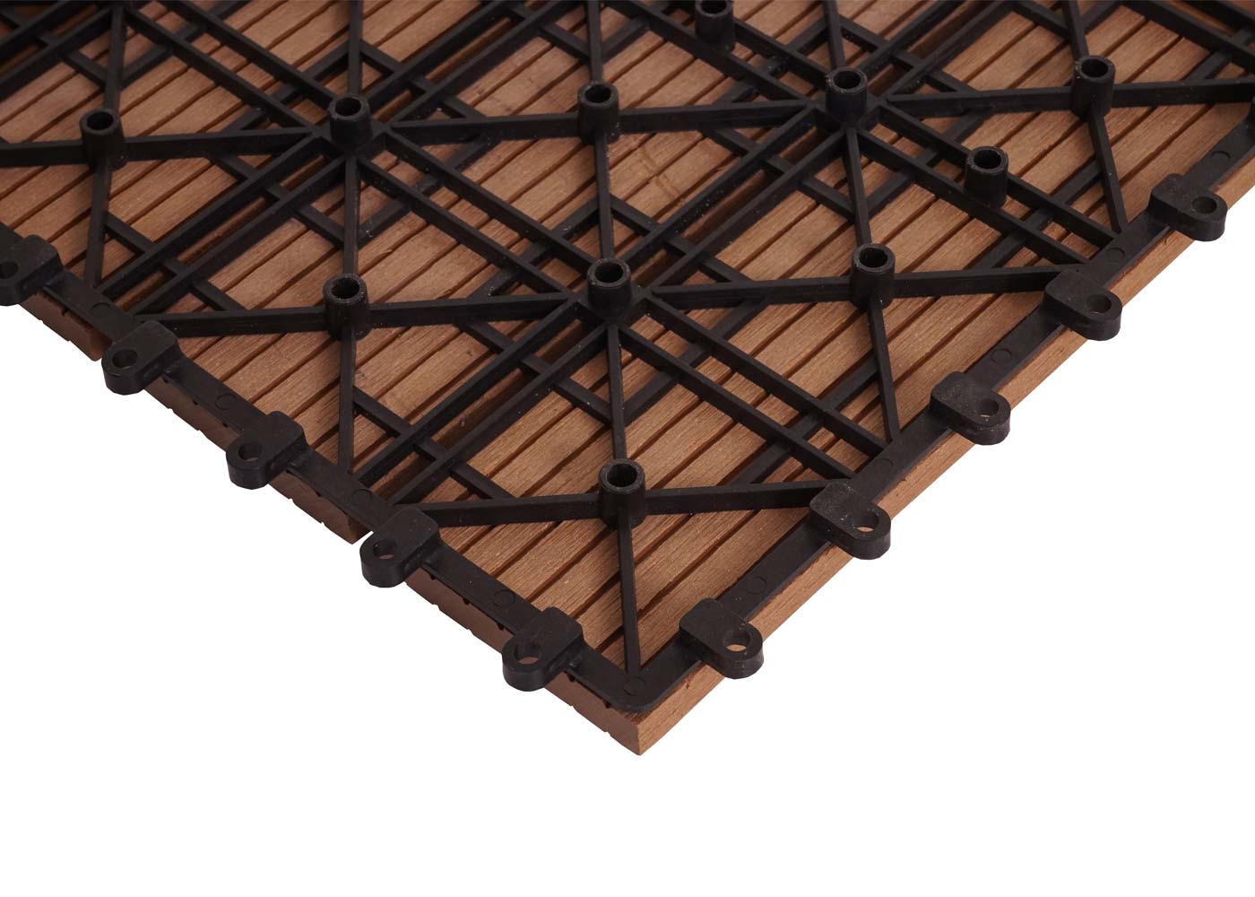 Cosmo Casa - Hoekvloertegel - Houtlook - WPC - Teak & Lineair - 30×30 cm