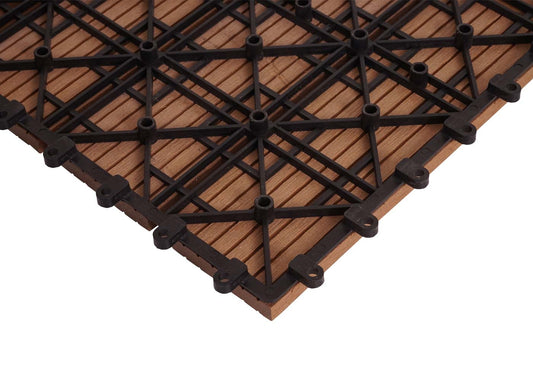 Cosmo Casa - Hoekvloertegel - Houtlook - WPC - Teak & Lineair - 30×30 cm