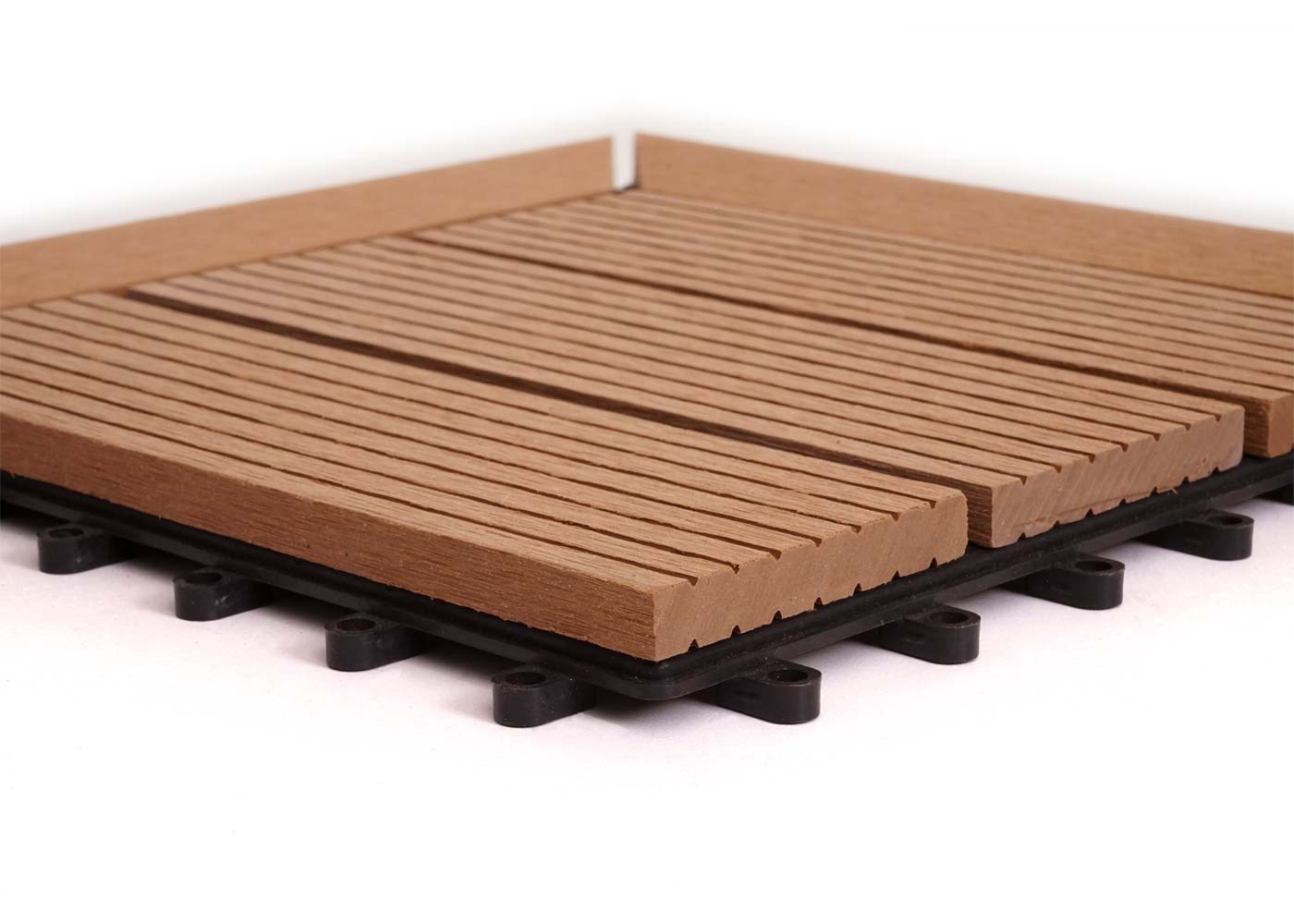 Cosmo Casa - Hoekvloertegel - Houtlook - WPC - Teak & Lineair - 30×30 cm