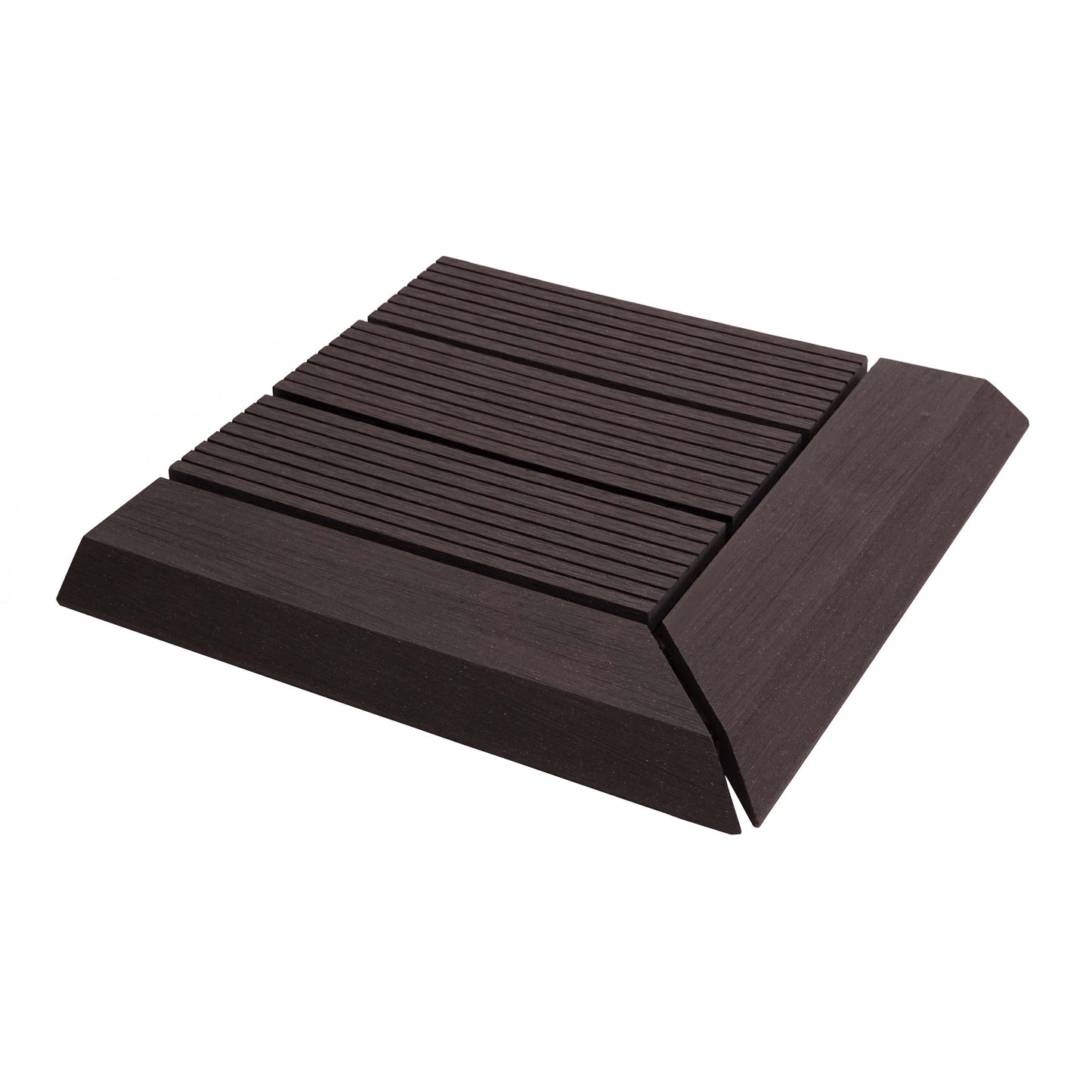 Cosmo Casa - Hoekvloertegel - Houtlook - WPC - Antraciet & Lineair - 30×30 cm